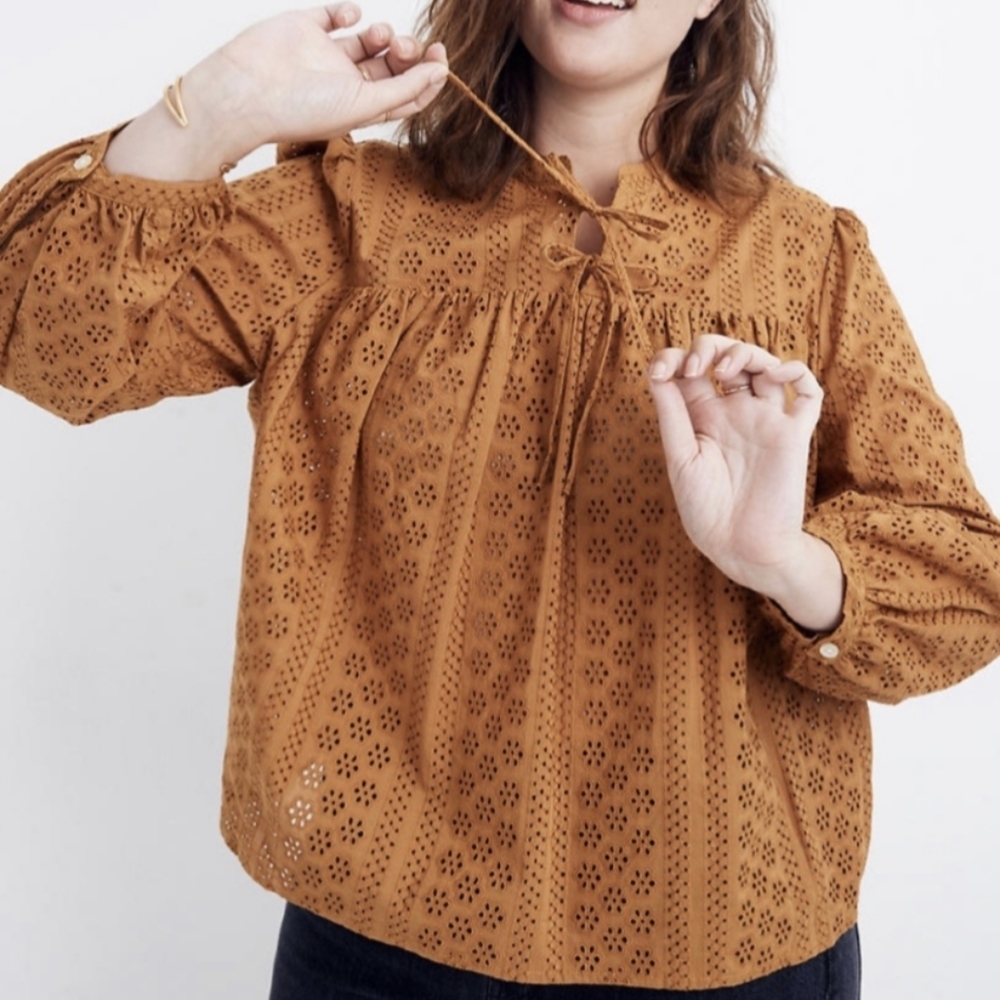 Madewell eyelet peasant top in sweet potato